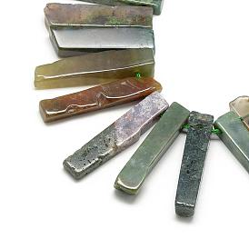 Natural Indian Agate Beads Strands, Top Drilled Beads, Rectangle