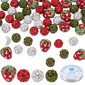 DIY Jewelry Making Kits, including Polymer Clay Rhinestone Beads, Clear Elastic Crystal Thread, Strawberry & Round