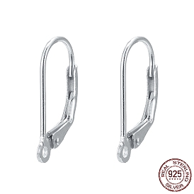 925 Sterling Silver Leverback Earrings Findings, 17x11x2mm, Hole: 1mm