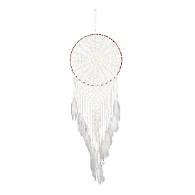 Bohemian Style Woven Net/Web with Feather Pendant Wall Decoration Hanging