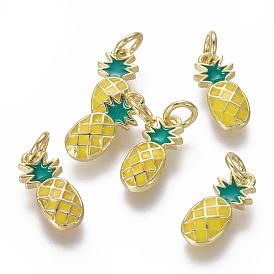 Charmes laiton émail, ananas, or