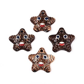 Ручной работы фарфора большие кулоны, звезда, фантазии античного стекла фарфора