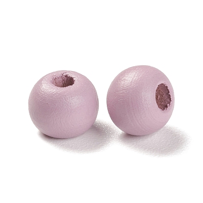 Spray Painted Natural Maple Wood Beads, Round