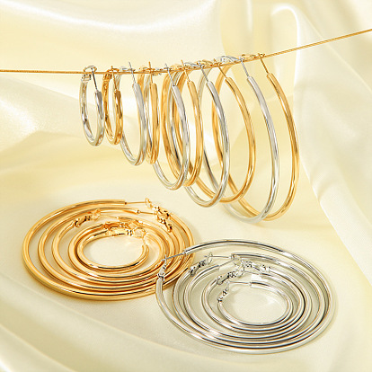 Стильные 304 большие серьги-кольца из нержавеющей стали