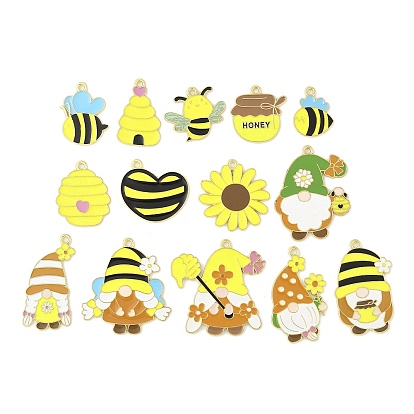 Эмалевые подвески из сплава на тему пчел, золотые