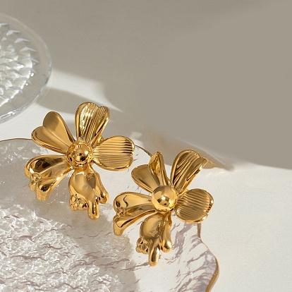 304 из нержавеющей стали серьги, цветок