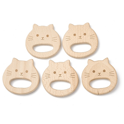 Соединительные кольца из натурального бука, деревянные кольца макраме, форма кошки