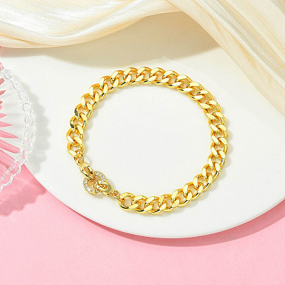 Латунные браслеты с микропаве из чистого кубического циркония, латунные цепочки кубинского плетения, браслеты для женщин