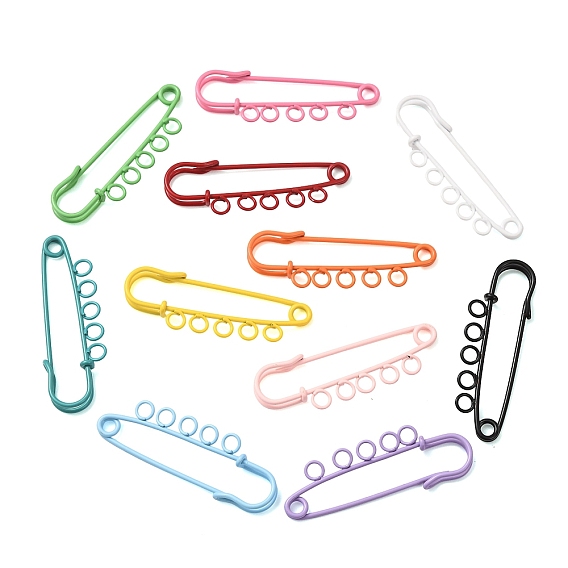 Spray Paint Iron Brooch Findings, 5-Holes Kilt Pins for Lapel Pins Makings