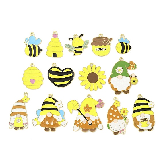 Эмалевые подвески из сплава на тему пчел, золотые