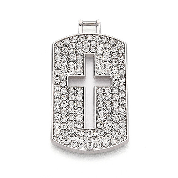 Подвески из сплава и страза, прямоугольник и крест, без кадмия и без свинца