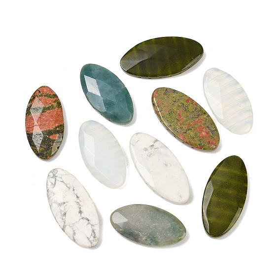 Многорядные звенья из опалита, натурального унакита, хаулита, индийского агата и южного жадеита, граненые, лошадиный глаз , 6 нитей