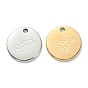 304 Stainless Steel Charms, Flat Round with Plane