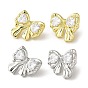 Brass Stud Earrings, with Clear Cubic Zirconia for Women, Heart with Bowknot