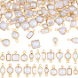110 pcs 11 styles en laiton pavé de breloques de connecteur en zircone cubique transparente, œil de cheval rectangle en forme de cœur, formes mixtes