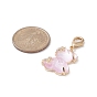 3Pcs Bear Transparent Resin Rhinestone Pendant Decorations, Lobster Claw Clasps Charms