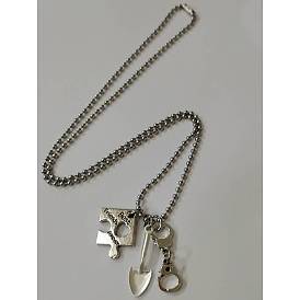 De style tibétain colliers pendants d'alliage, avec 304 chaînes de billes en acier inoxydable, puzzle avec mot meilleurs amis pour toujours et pelle et menottes
