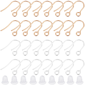 200Pcs 316 Surgical Stainless Steel Earring Hooks, Ear Wire, with 200Pcs Plastic Ear Nuts