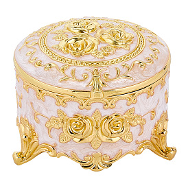 Декоративные коробки для хранения безделушек из эмалированного сплава, сундук с драгоценностями в форме розы с гравировкой