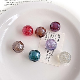 Transparent Acrylic Beads, with Glitter Powder, Round