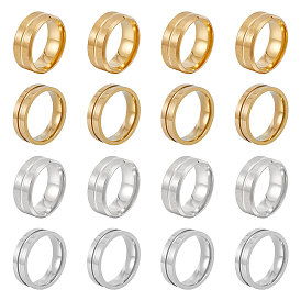 16 шт. 4 стили 201 кольцо из нержавеющей стали с рифленой линией для женщин
