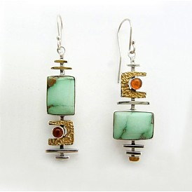 Vintage creative turquoise color separation earrings
