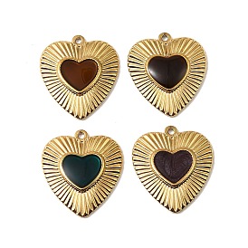 304 нержавеющей стальной эмали подвески, сердце прелести, реальный 18 k позолоченный, ионное покрытие (ip)