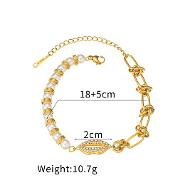 304 Edelstahl-Strass-Gliederarmbänder für Damen, golden