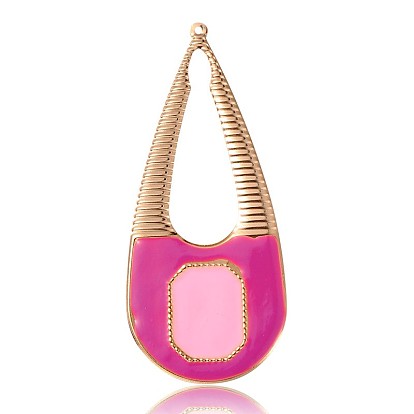 Light Gold Plated Iron Enamel Pendants, Lady Bag Big Pendants, 80x34x1mm, Hole: 1mm