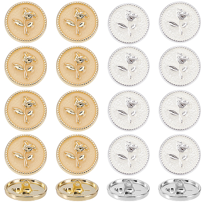 20шт. 2 цвета 1-отверстие литые пуговицы на хвостовике, с эмалью, плоские круглые с цветком