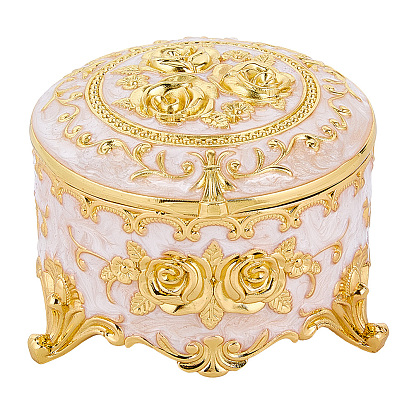 Декоративные коробки для хранения безделушек из эмалированного сплава, сундук с драгоценностями в форме розы с гравировкой