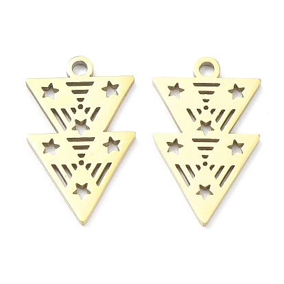 Ion Plating(IP) 316L Surgical Stainless Steel Pendants, Laser Cut, Triangle with Star Charm