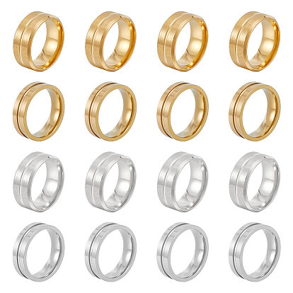 16 шт. 4 стили 201 кольцо из нержавеющей стали с рифленой линией для женщин