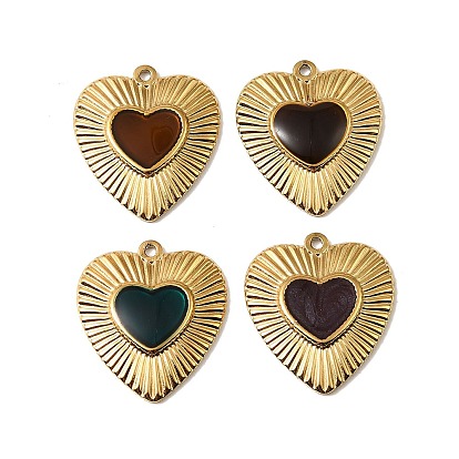 304 нержавеющей стальной эмали подвески, сердце прелести, реальный 18 k позолоченный, ионное покрытие (ip)