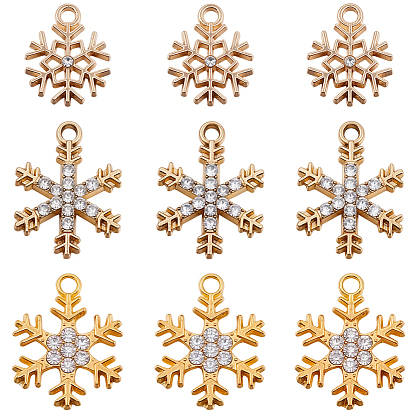 36шт 3 стили подвески со стразами из сплава, прелести снежинки