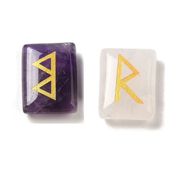 24 шт. прямоугольные натуральные драгоценные камни, рунические камни, целебные камни для балансировки чакр, кристаллотерапия, медитация, Рейки, гадание