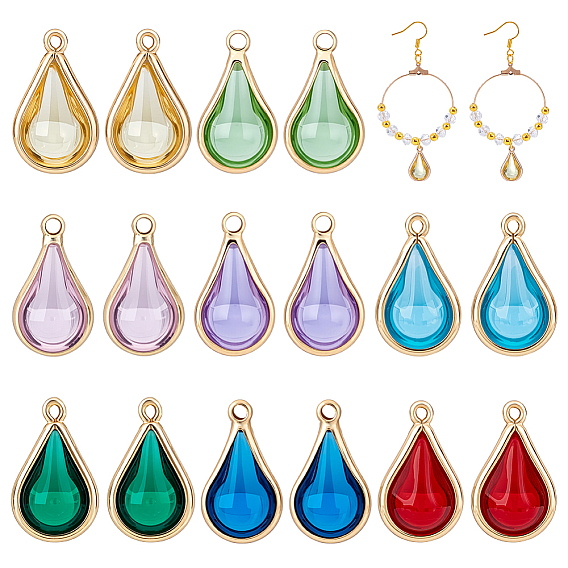 16 шт. 8 цветные стеклянные подвески в форме тыквы, с золотым латунным краем