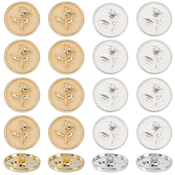 20шт. 2 цвета 1-отверстие литые пуговицы на хвостовике, с эмалью, плоские круглые с цветком