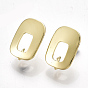 Alloy Stud Earring Findings, with Steel Pins, with Loop, Rectangle