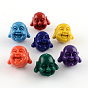 Dyed Buddha Head Synthetical Coral Beads, 19x21.5x17mm, Hole: 2mm