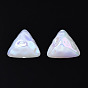Electroplated ABS Plastic Imitation Pearl Beads, Triangle, Half Drilled