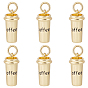8 латунные подвески шт., с прыжковых колец, долговечный, кофейная чашка со словом кофе