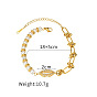 304 bracelets à maillons en strass en acier inoxydable pour femmes, or