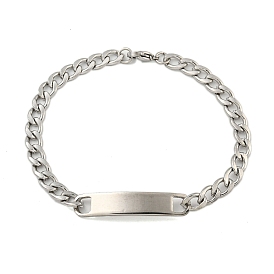 304 Stainless Steel Curb Chain ID Bracelets for Women