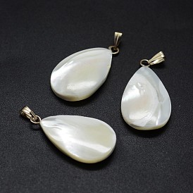 Shell Pendants, with Brass Findings, Drop