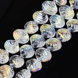 Запеченная краска и гальваническое покрытие, нити из прозрачных стеклянных бусин, формы раковины, с покрытием AB цвета, с половиным покрытием