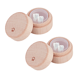 Резные деревянные футляры для хранения молочных зубов с крышками, мои первые коробки для хранения зубов, круглая форма с акриловой коробкой внутри