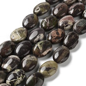 Brins de perles de jaspe en pierre de richesse naturelle, Ovale Plat