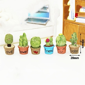 Mini Resin Planter with Artificial Plant Ornaments, Miniature Bonsai, for Dollhouse, Home Display Decoration