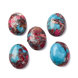 Синтетическая серебряная линия и регалит / имперская яшма / морская яшма, овальные